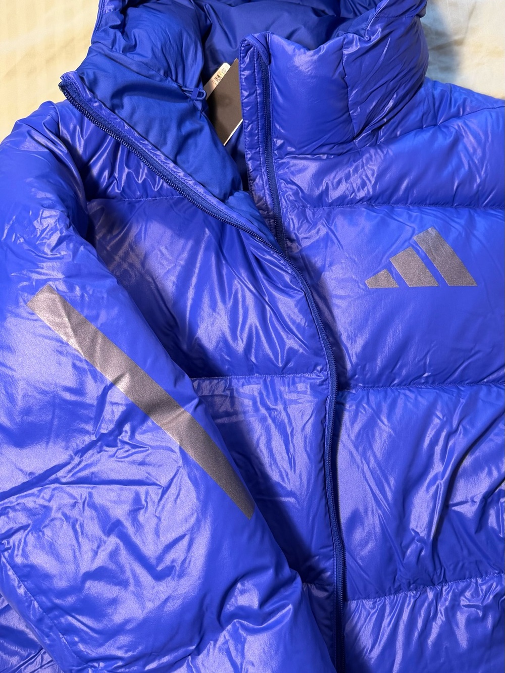 adidas Blue Water-Repellent Puffer Jacket with Hood - Picture 7 of 12